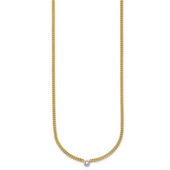 HERCO 14k Gold Curb Chain Necklace with Diamond - Picture 2 of 3